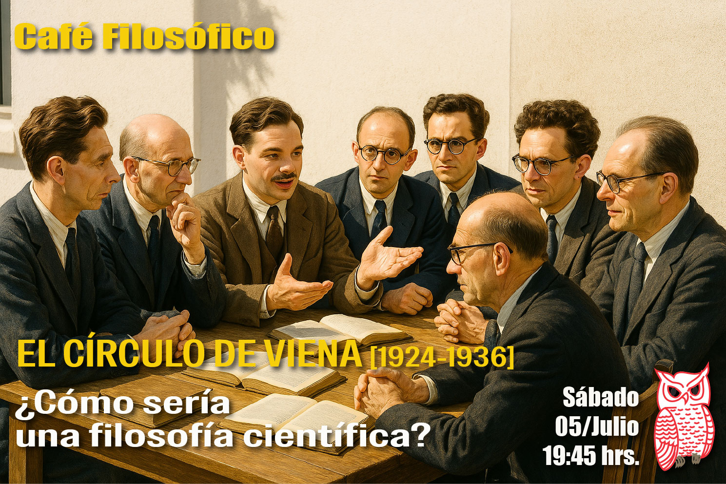 Café 1158, 05 de julio 2025. Café Filosófico-Histórico. Filosofía S. XX: EL CÍRCULO DE VIENA: ¿Cómo sería una filosofía científica?