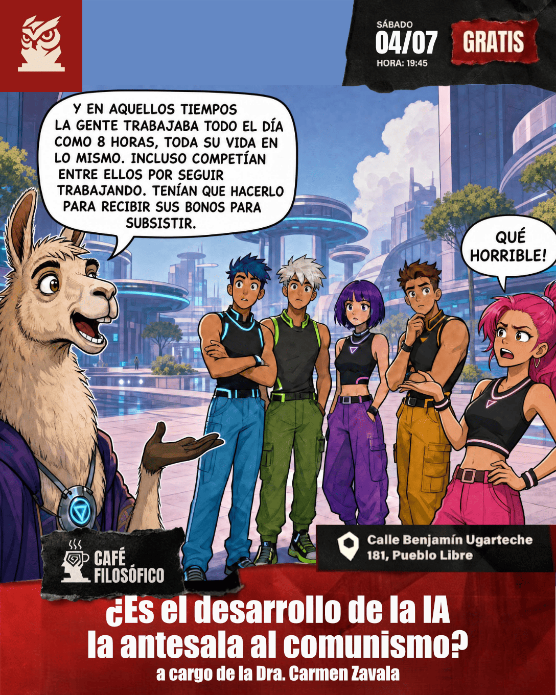 Café 1199, 04 de julio 2026. Café Filosófico Clásico: ¿Es el desarrollo de la IA la antesala al comunismo? a cargo de la Dra. Carmen Zavala