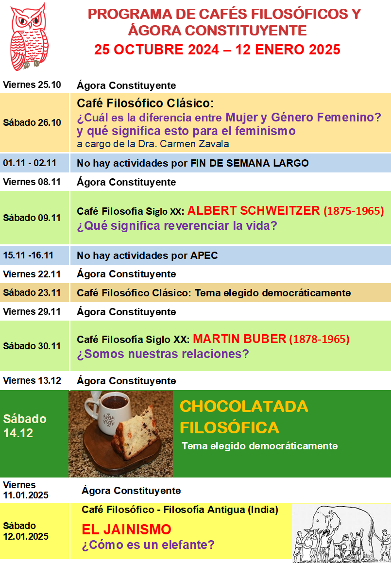 PROGRAMA DE CAFÉS FILOSÓFICOS 25 Oct 2024 Enero 2025